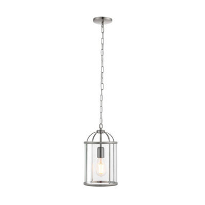 Luminosa Lighting Luminosa Lambeth 1 Light Ceiling Pendant Clear Glass, Satin Nickel, E27