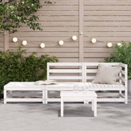 Berkfield Garden Sofa With Footstool 2-Seater White Solid Wood Pine - thumbnail 3