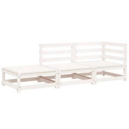 Berkfield Garden Sofa With Footstool 2-Seater White Solid Wood Pine - thumbnail 2