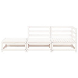 Berkfield Garden Sofa With Footstool 2-Seater White Solid Wood Pine - thumbnail 4