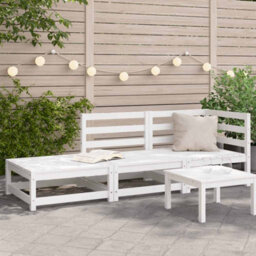 Berkfield Garden Sofa With Footstool 2-Seater White Solid Wood Pine