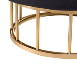 Wyld And Coco Luxehaven Black Velvet Storage Pouffe With Gold Iron Base, 37Cm Diameter, Round Multi-Functional Seat And Footstool - thumbnail 7