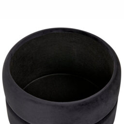 Wyld And Coco Luxehaven Black Velvet Storage Pouffe With Gold Iron Base, 37Cm Diameter, Round Multi-Functional Seat And Footstool - thumbnail 6