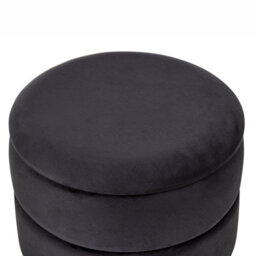 Wyld And Coco Luxehaven Black Velvet Storage Pouffe With Gold Iron Base, 37Cm Diameter, Round Multi-Functional Seat And Footstool - thumbnail 5