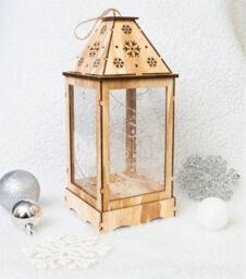 Netagon Home Festive Battery Powered Pre-Lit Wooden Christmas Lantern