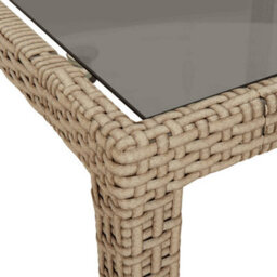 Berkfield Garden Table Beige 190X90X75 Cm Tempered Glass And Poly Rattan - thumbnail 5