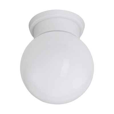 Elegant Round Flush Ceiling Light With White Glass Shade And Plastic Back Plate - E27 Bulb Compatible - image 1
