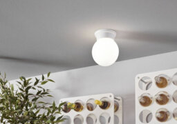 Elegant Round Flush Ceiling Light With White Glass Shade And Plastic Back Plate - E27 Bulb Compatible - thumbnail 3