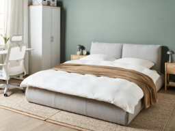 Beliani Bed Fabric Vinay 160 X 200 Cm (Eu King Size) Light Grey - thumbnail 2