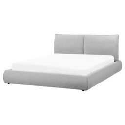 Beliani Bed Fabric Vinay 160 X 200 Cm (Eu King Size) Light Grey - thumbnail 1