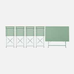 Sweeek - 4-Seater Folding Metal Bistro Garden Table Emilia Sage Green 110X70X71 Cm - thumbnail 3