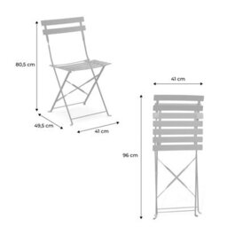 Sweeek - 4-Seater Folding Metal Bistro Garden Table Emilia Sage Green 110X70X71 Cm - thumbnail 9