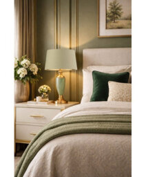 Lighting Supermarket Bailey Large Sage Green Table Lamp With Green/gold Lined Shade - thumbnail 7