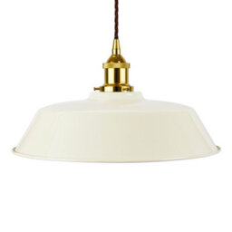 Clay White Chancery Painted Dome Pendant Light With Gold Lamp Holder And Brown Twisted Cable - Se Home