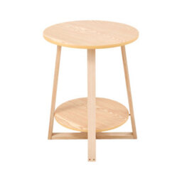 Living And Home 2-Tier Round Natural Wooden Coffee Side Table - thumbnail 2