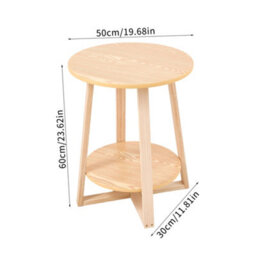 Living And Home 2-Tier Round Natural Wooden Coffee Side Table - thumbnail 5