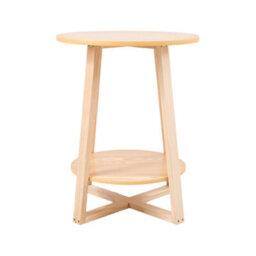 Living And Home 2-Tier Round Natural Wooden Coffee Side Table - thumbnail 4