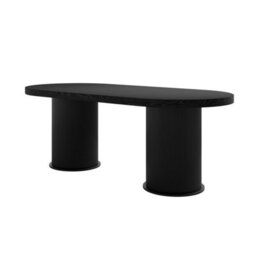 Wyld Haus Kanturk Oval Black Dining Table Matt Wood Veneer Pedestal Base - thumbnail 3