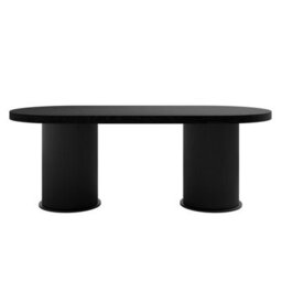 Wyld Haus Kanturk Oval Black Dining Table Matt Wood Veneer Pedestal Base - thumbnail 2