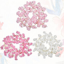 Neel Blue Cream White Artificial Silk Rose Flower Cherry Blossom Garland Vines, 144 Head, 180Cm - thumbnail 4