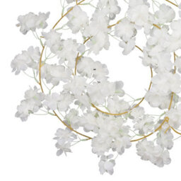 Neel Blue Cream White Artificial Silk Rose Flower Cherry Blossom Garland Vines, 144 Head, 180Cm - thumbnail 2