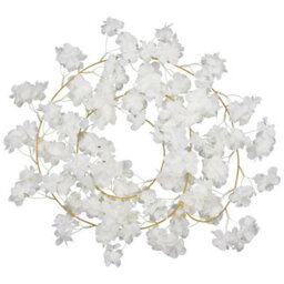 Neel Blue Cream White Artificial Silk Rose Flower Cherry Blossom Garland Vines, 144 Head, 180Cm - thumbnail 1