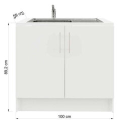 Jd Greta 1000mm Utility Room Sink Unit With Tap, Kitchen Base Cabinet - Grey Matt - thumbnail 7