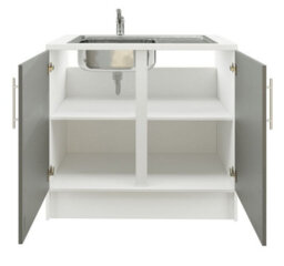 Jd Greta 1000mm Utility Room Sink Unit With Tap, Kitchen Base Cabinet - Grey Matt - thumbnail 2