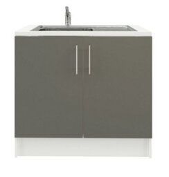Jd Greta 1000mm Utility Room Sink Unit With Tap, Kitchen Base Cabinet - Grey Matt - thumbnail 1
