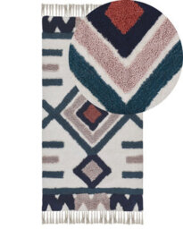 Beliani Scandi Handwoven Cotton Rug 80 X 150 Cm Multicolour Low Pile - thumbnail 3