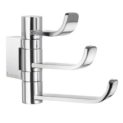 Smedbo Polished Chrome Swivel Swing Arm Triple Towel Hooks