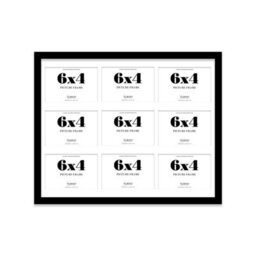 20X16 Inch 9 Opening Photo Collage Frame, Display Nine 6X4 Inch Photos, Multi Aperture Family Picture Frame, Black - thumbnail 2