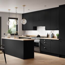 Premium Kitchens Ethos Matt Black Modern Drawer Front, Bridging Door & Bi-Fold Door (H)356mm (W)997mm (T)18mm - thumbnail 3