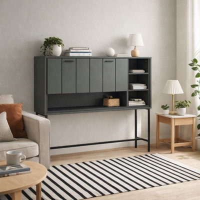 Wyld Haus Elowynd Olive Green Panelled Bar Cabinet, 1 Door 2 Shelves, Matt Finish - image 1