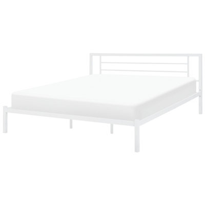 Beliani Bed Metal Cusset 180 X 200 Cm (Eu Super King) White - image 1