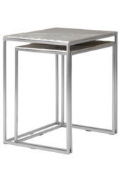 Orsina Set Of 2 Rectangular Side Tables, Textured Aluminium Table Tops With Nickel Finish Legs, Sleek Nesting Tables - thumbnail 4