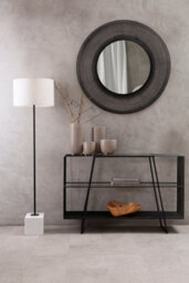 Premier Housewares Interiors By Premier Modern Three Tier Grey Glass Top Console Table With Spacious Storage, Black Console Table For Living Room - thumbnail 2