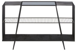 Premier Housewares Interiors By Premier Modern Three Tier Grey Glass Top Console Table With Spacious Storage, Black Console Table For Living Room - thumbnail 4