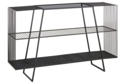 Premier Housewares Interiors By Premier Modern Three Tier Grey Glass Top Console Table With Spacious Storage, Black Console Table For Living Room - thumbnail 5