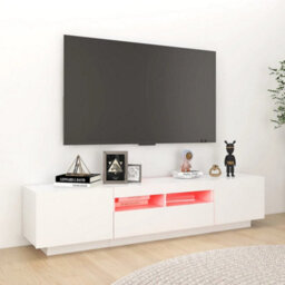 Berkfield Modern Tv Cabinet With Led Lights White 180X35X40 Cm - thumbnail 3