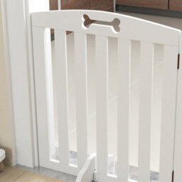 Pawhut Wooden Dog Gate, Freestanding Pet Gate With Support Feet, White - thumbnail 8
