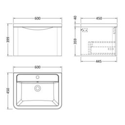 Dezine Thames 600mm 1 Drawer Satin Anthracite Wall Hung Vanity Unit - thumbnail 2