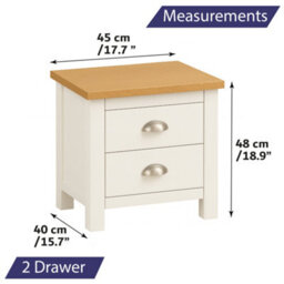 Home Treats White & Pine 2 Drawer Bedside Table, Modern Wooden Nightstand With Pine Top - thumbnail 2