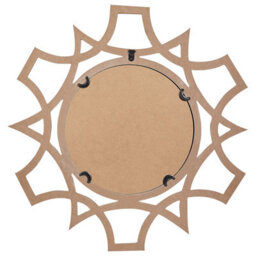 Wyld And Coco Nordicnest 60Cm Round Openwork Wall Mirror, Distressed Light Mdf Frame - thumbnail 3