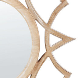 Wyld And Coco Nordicnest 60Cm Round Openwork Wall Mirror, Distressed Light Mdf Frame - thumbnail 5