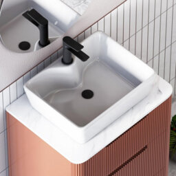 Royal Bathrooms Avenza 700mm Terracotta Clay Wall Hung Bathroom Countertop Vanity Unit 2 Drawer With Cube Basin - thumbnail 7