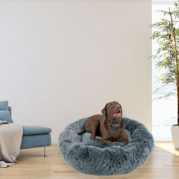 Actiaspet Dog Cat Bed Fluffy Donut Kitten Puppy Pet Cushion Calming Mattress Xl - thumbnail 3