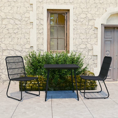 Berkfield 3 Piece Outdoor Dining Set Poly Rattan And Glass - image 1