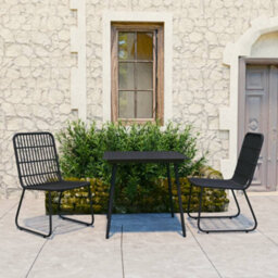 Berkfield 3 Piece Outdoor Dining Set Poly Rattan And Glass - thumbnail 1