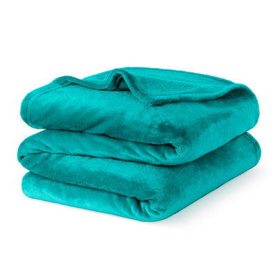 Livivo Super Soft Flannel Fleece Blanket - Double Bed & Couch Throw - Turquoise - image 1
